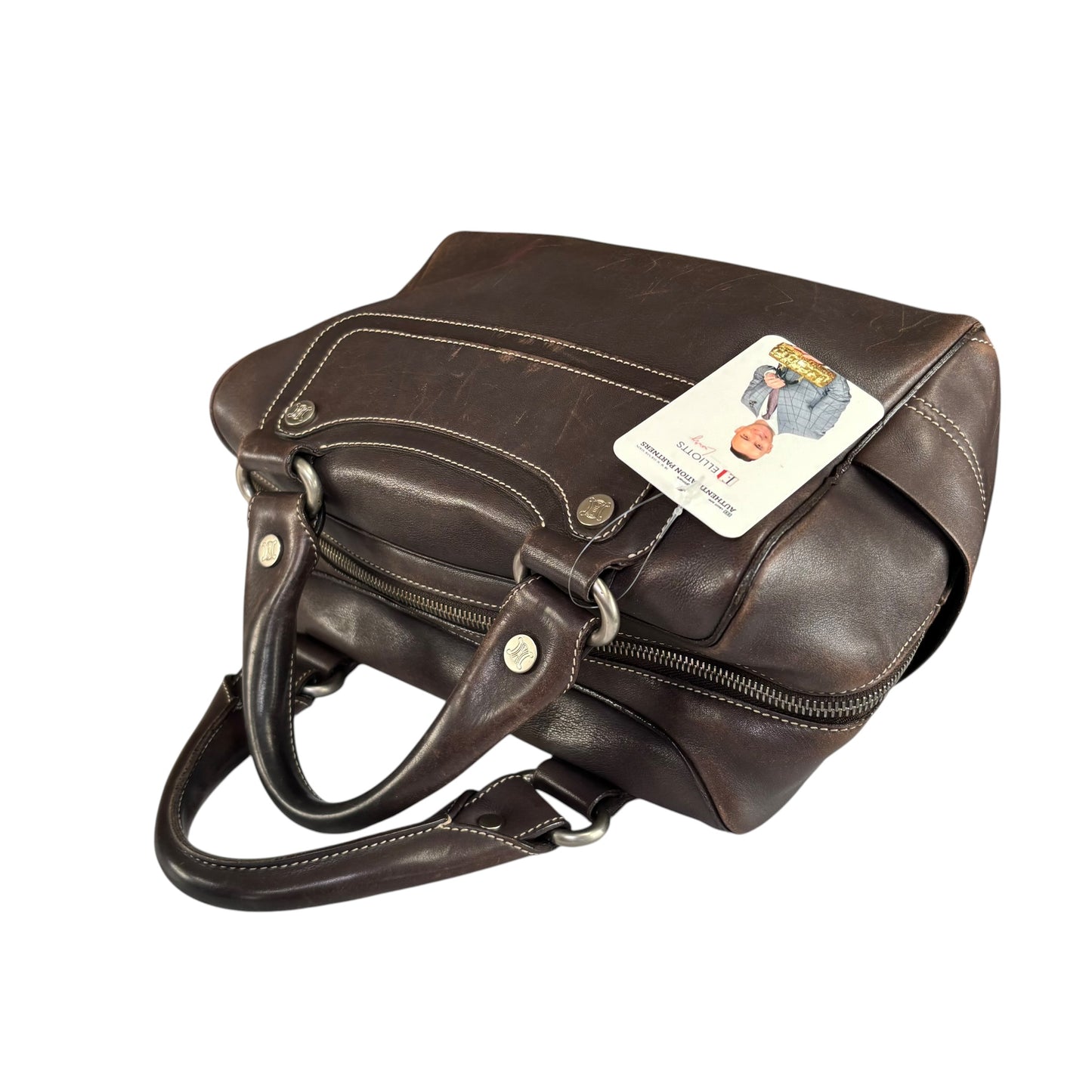 Celine Boogie Brown Leather SHW Boston Zip Bag