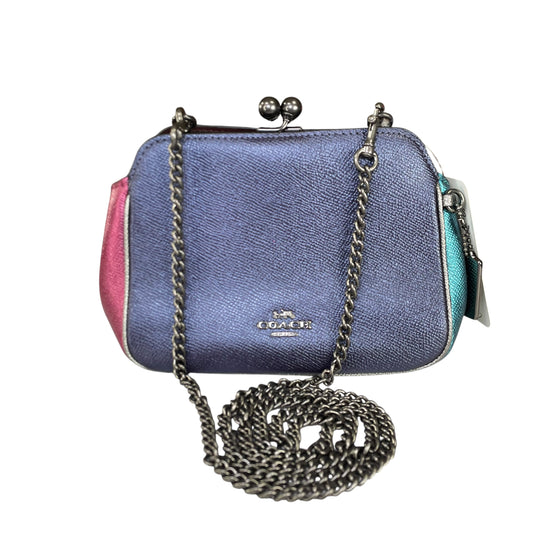 Coach Rowan Saffiano Leather TrI-Color Mini Kisslock Metallic 2-Way Crossbody