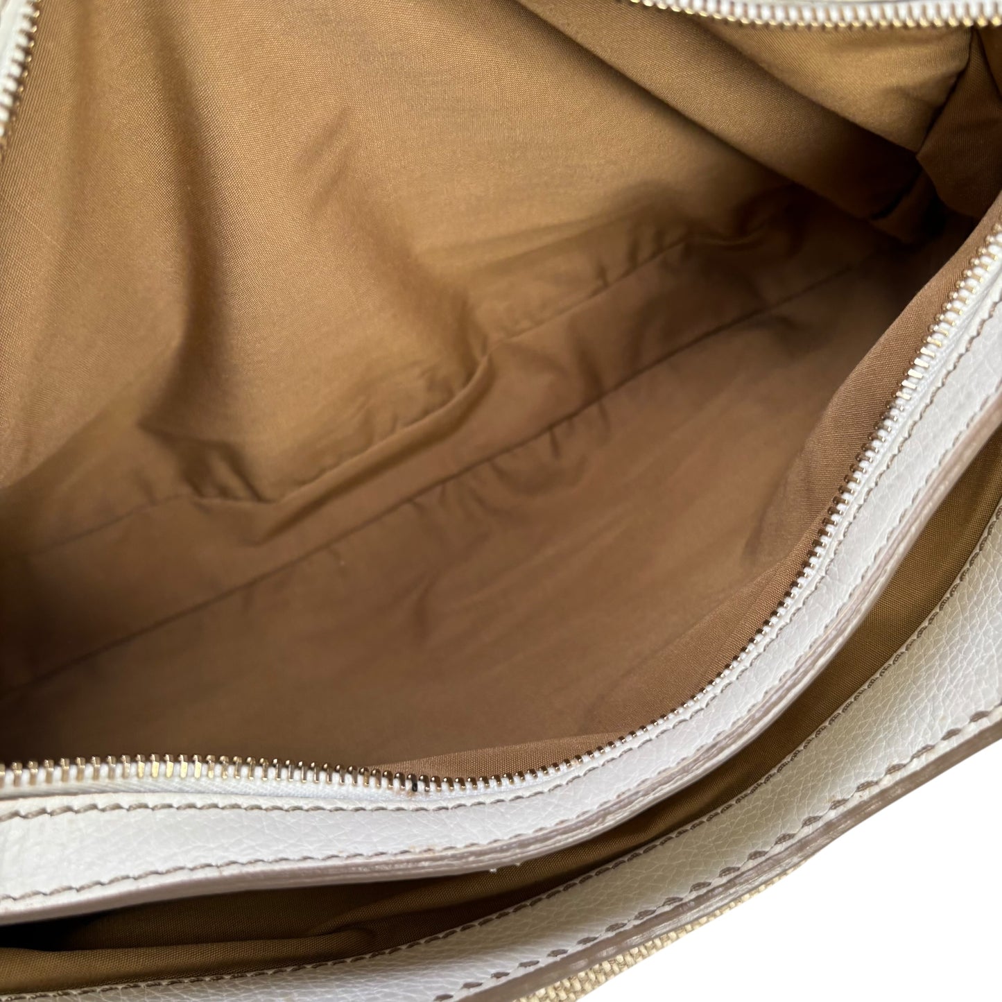 Tod’s Decoupage Canvas Chalk & Tan Leather Shoulder Purse