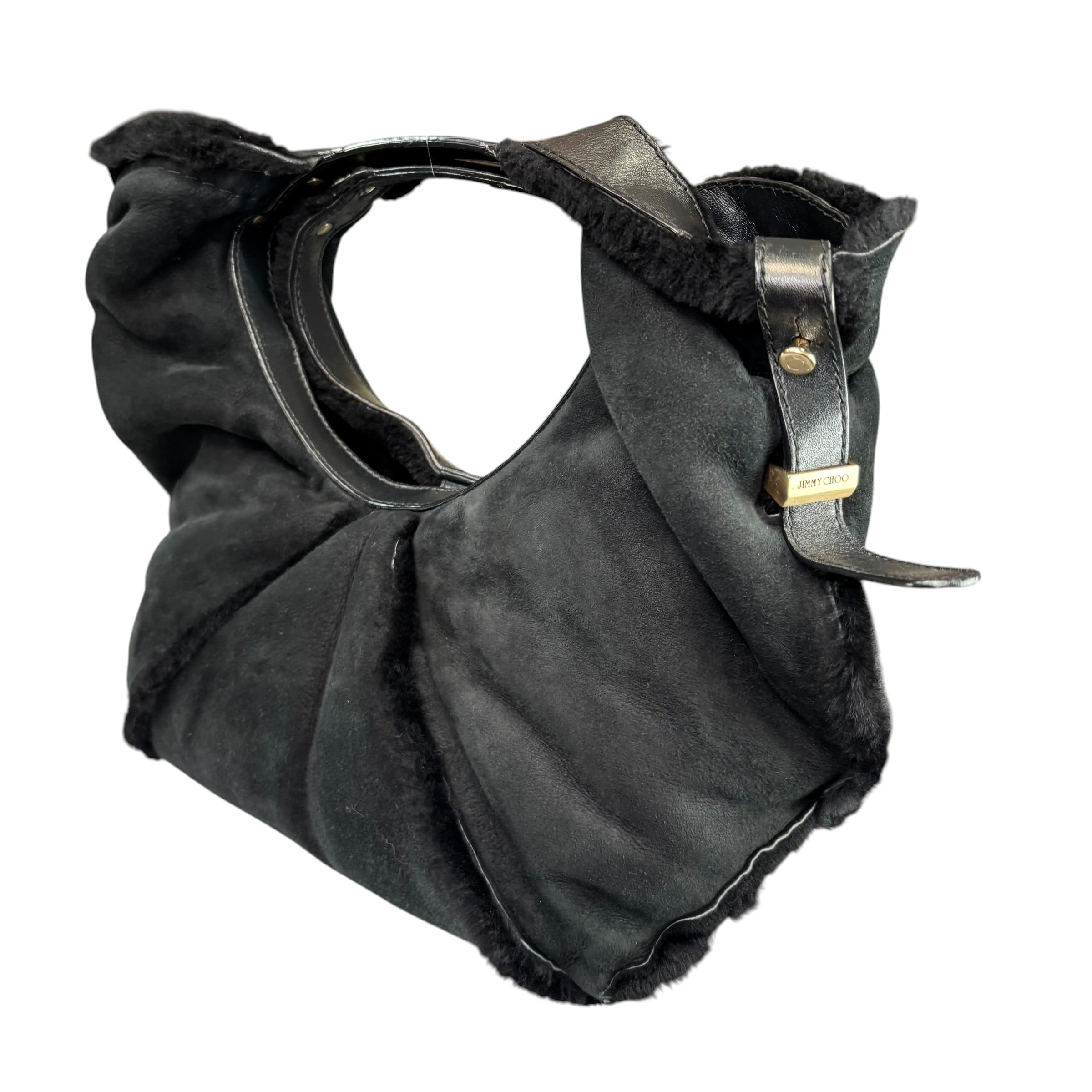 Jimmy Choo Black Shearling GHW Large Shoulder Hobo – Elliott's Luxury
