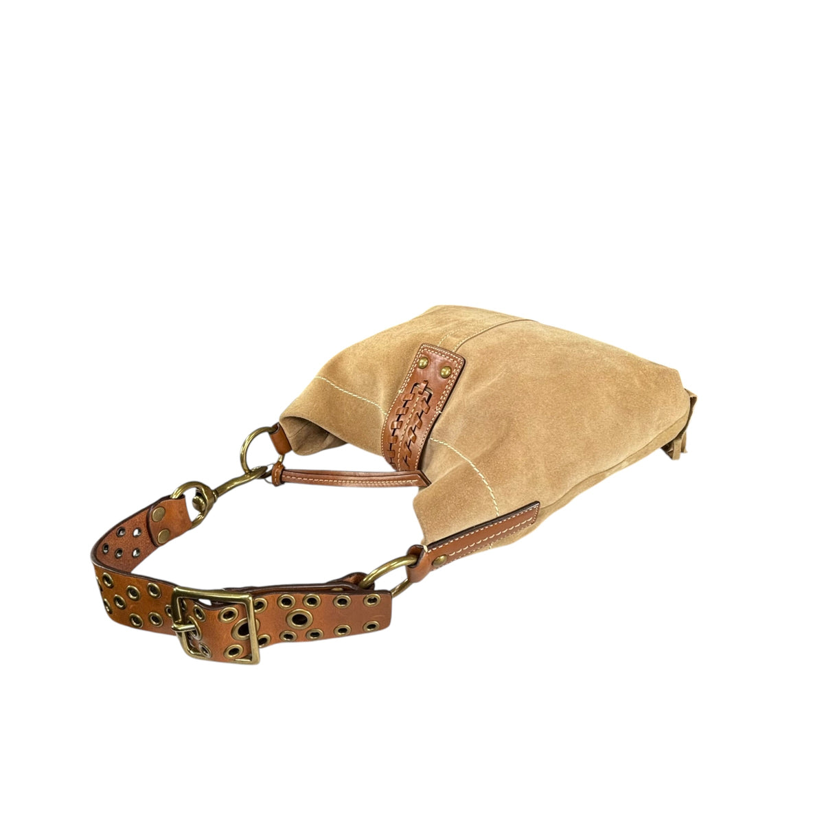 Coach Y2K Fringe Beige /Brown Hampton Suede Leather Hobo Purse