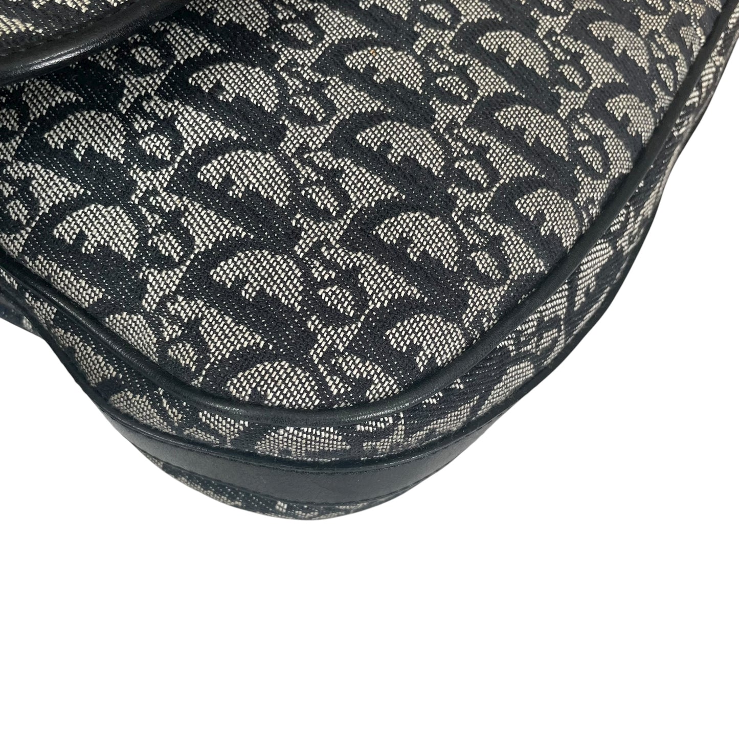 Christian Dior Oblique SHW Black Leather Canvas Trotter Monogram Crossbody 2 Way Shoulder Messenger Purse
