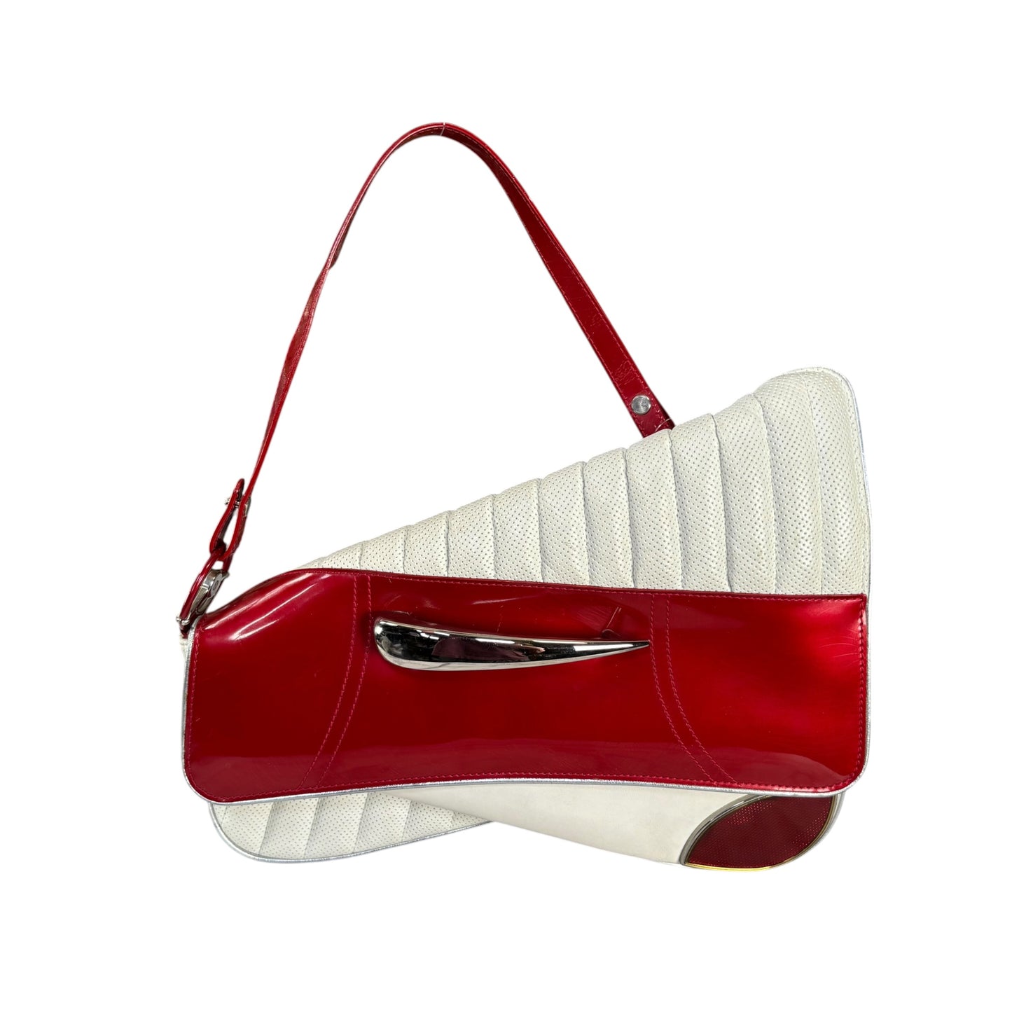 Christian Dior Cadillac Y2K Red Patent White Leather 2-Way Purse