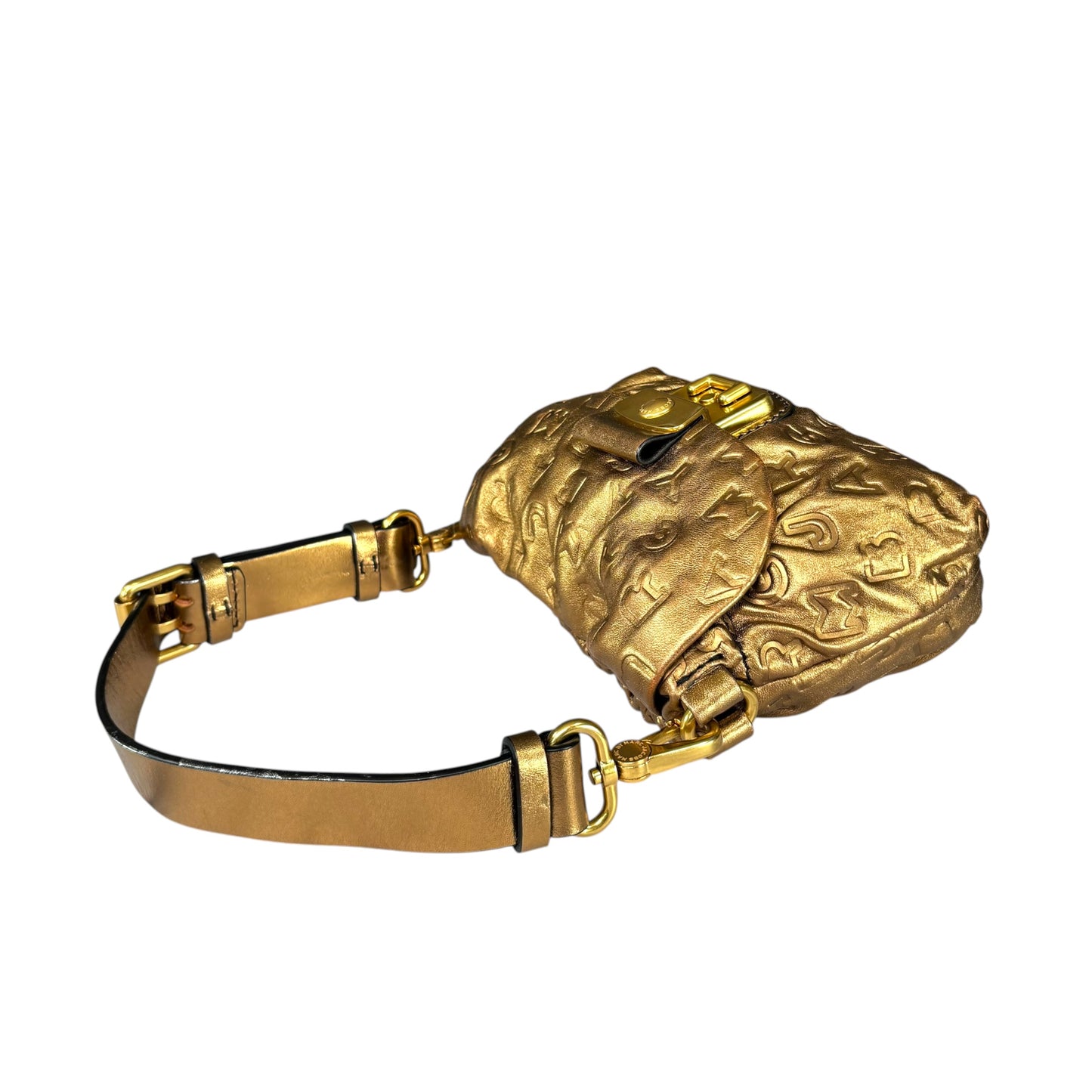 Marc By Marc Jacobs Mini Golden Metallic Leather Embossed Purse