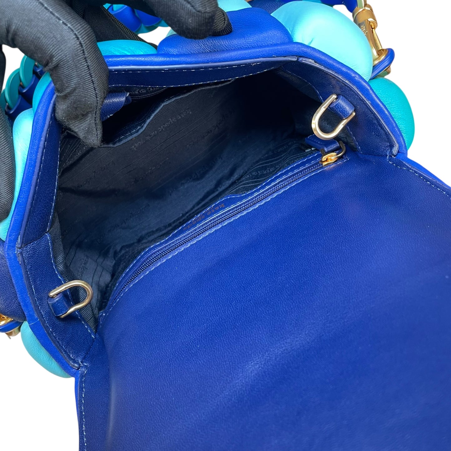 Kate Spade Boxxy 3D Puffer Leather Bag Blue Multi Color 2-Way Purse