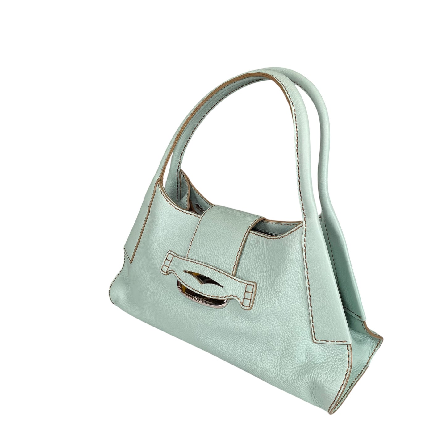 Tod’s D Bag Hobo Mint /Taupe Pebbled Leather SHW Shoulder Bag