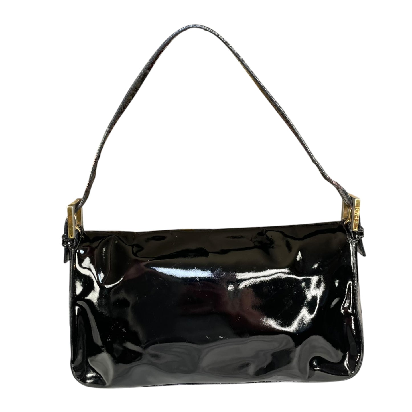 Fendi Baguette Black Patent Leather Two Tone HW Shoulder Purse