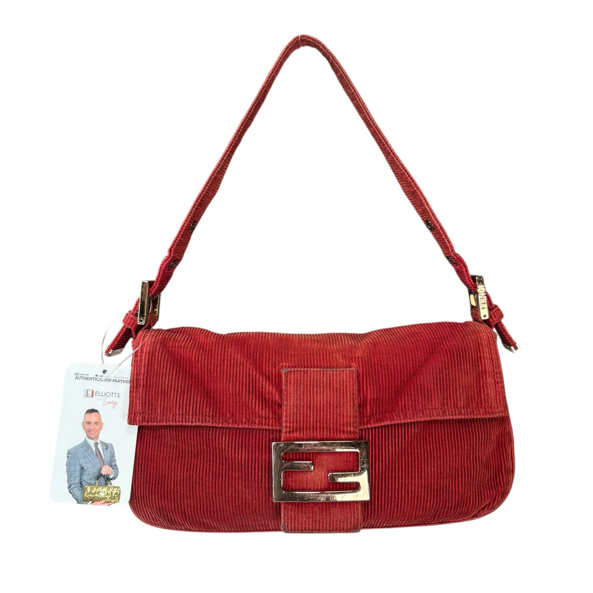 Fendi Y2K Baguette Corduroy Burgundy Rose Classic Shoulder Purse