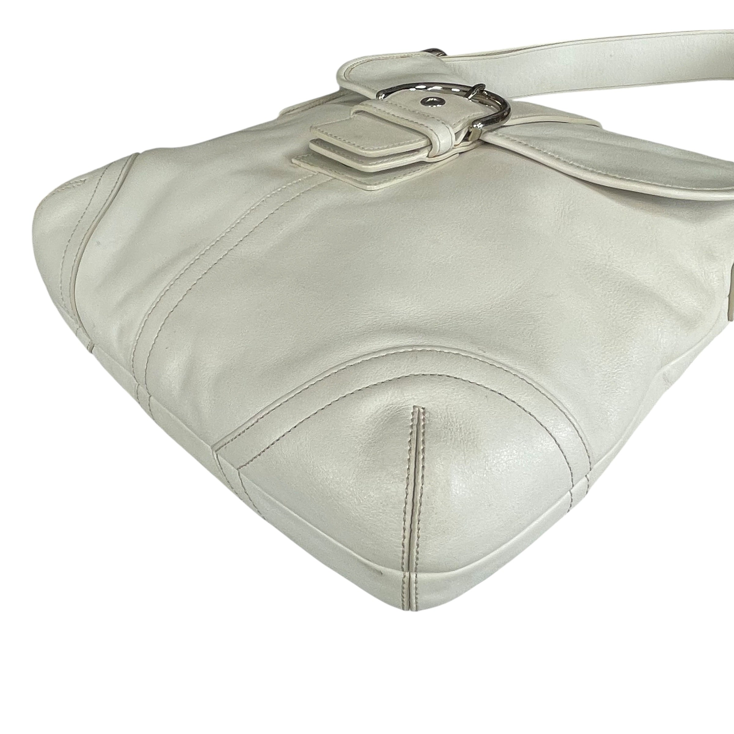 Coach Soho Legacy Leather Off White Buckle Crossbody Y2K 2-Way