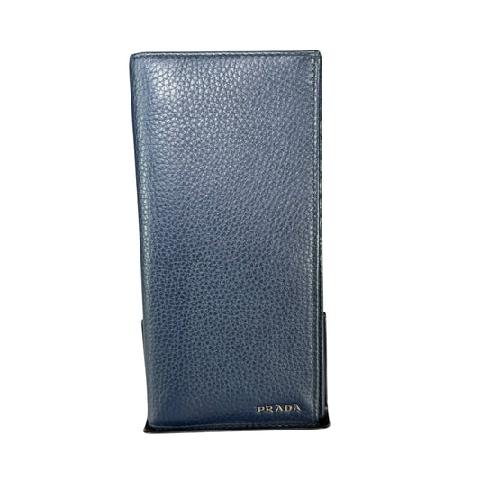Prada Baltico Navy Blue Bi-Fold Leather Long Wallet