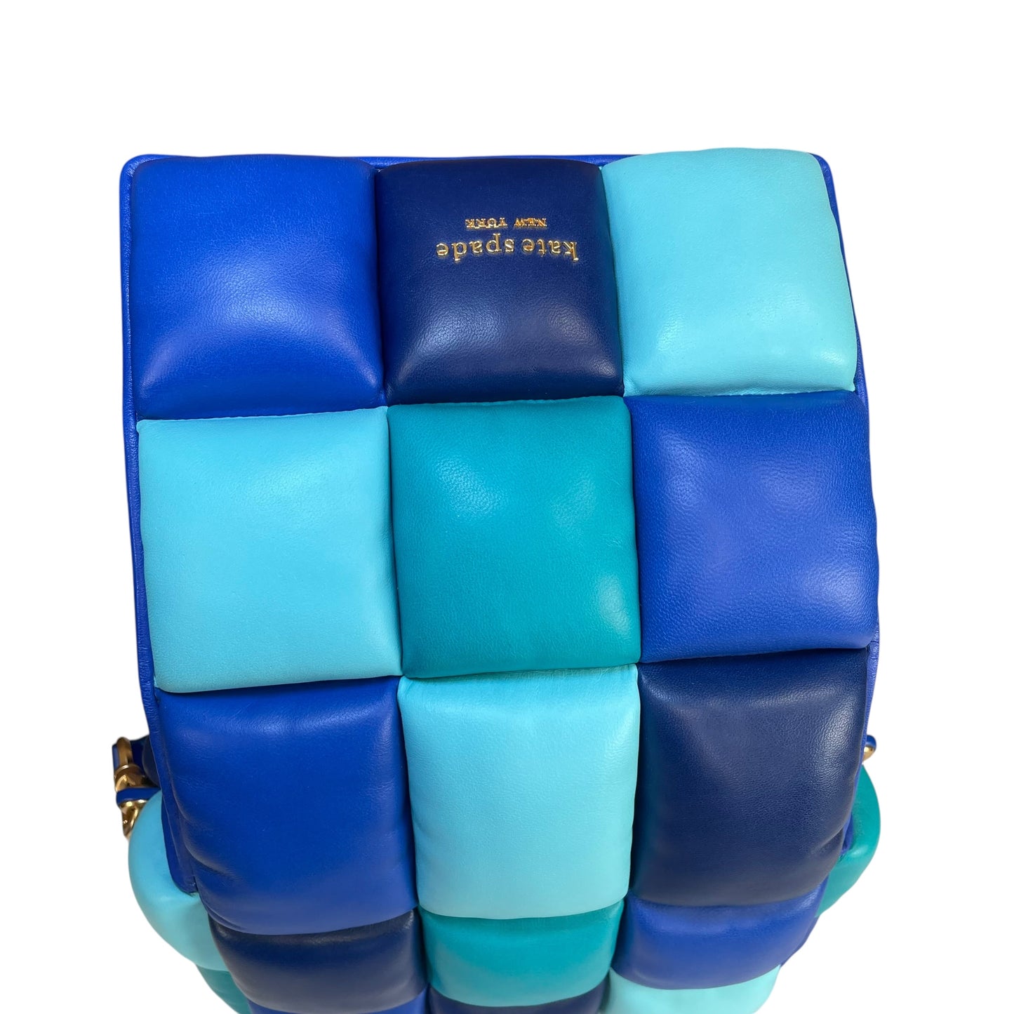 Kate Spade Boxxy 3D Puffer Leather Bag Blue Multi Color 2-Way Purse
