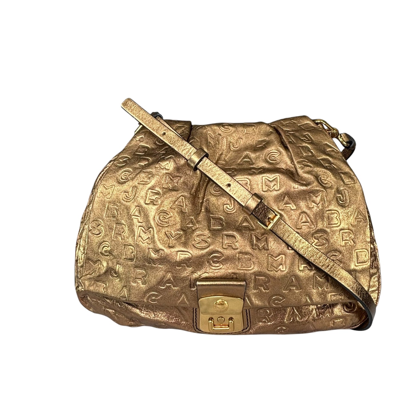 Marc By Marc Jacobs XL Golden Metallic Leather Embossed Crossbody