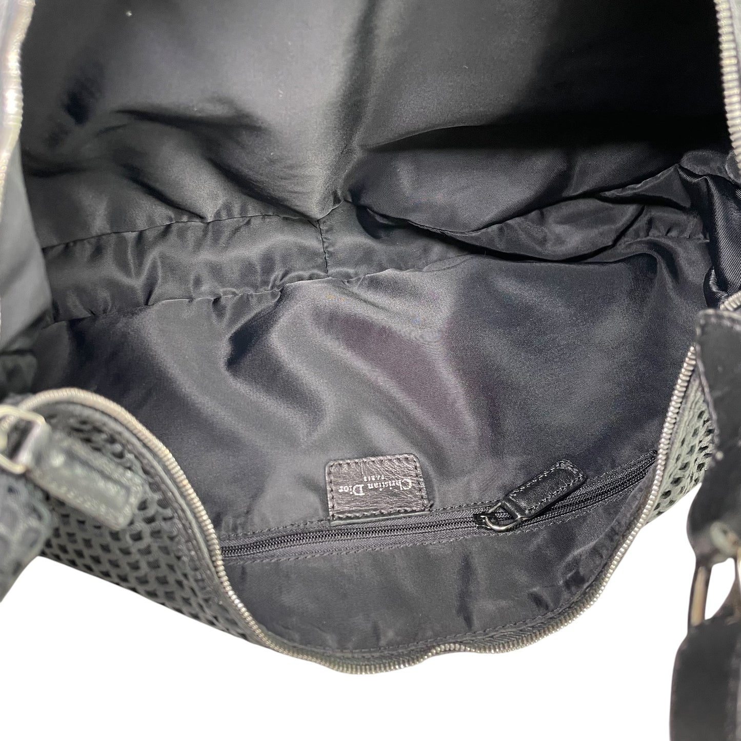 Christian Dior Y2K Perforated Leather Black CD Logo Shoulder Hobo bag Purse