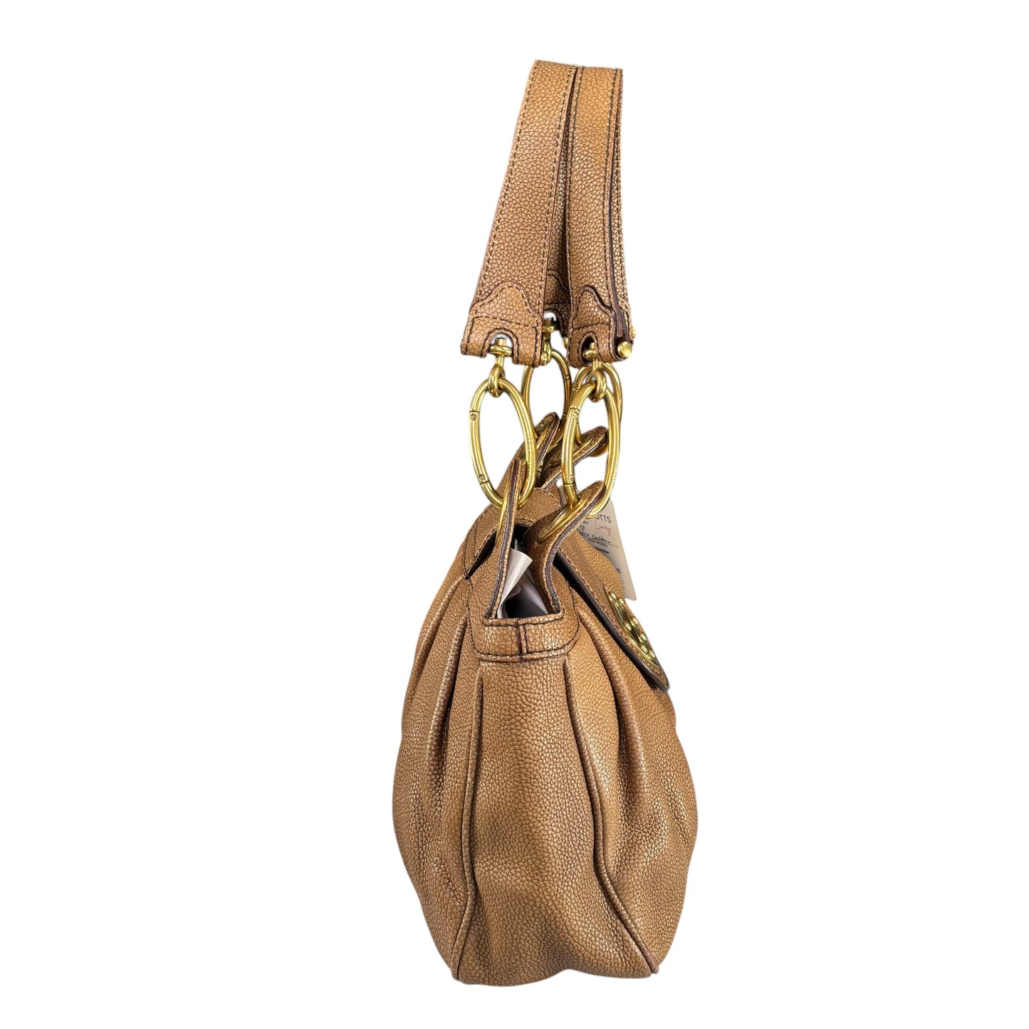 Dolce & Gabbana Golden Brown Pebbled Leather GHW Distressed Shoulder Hobo