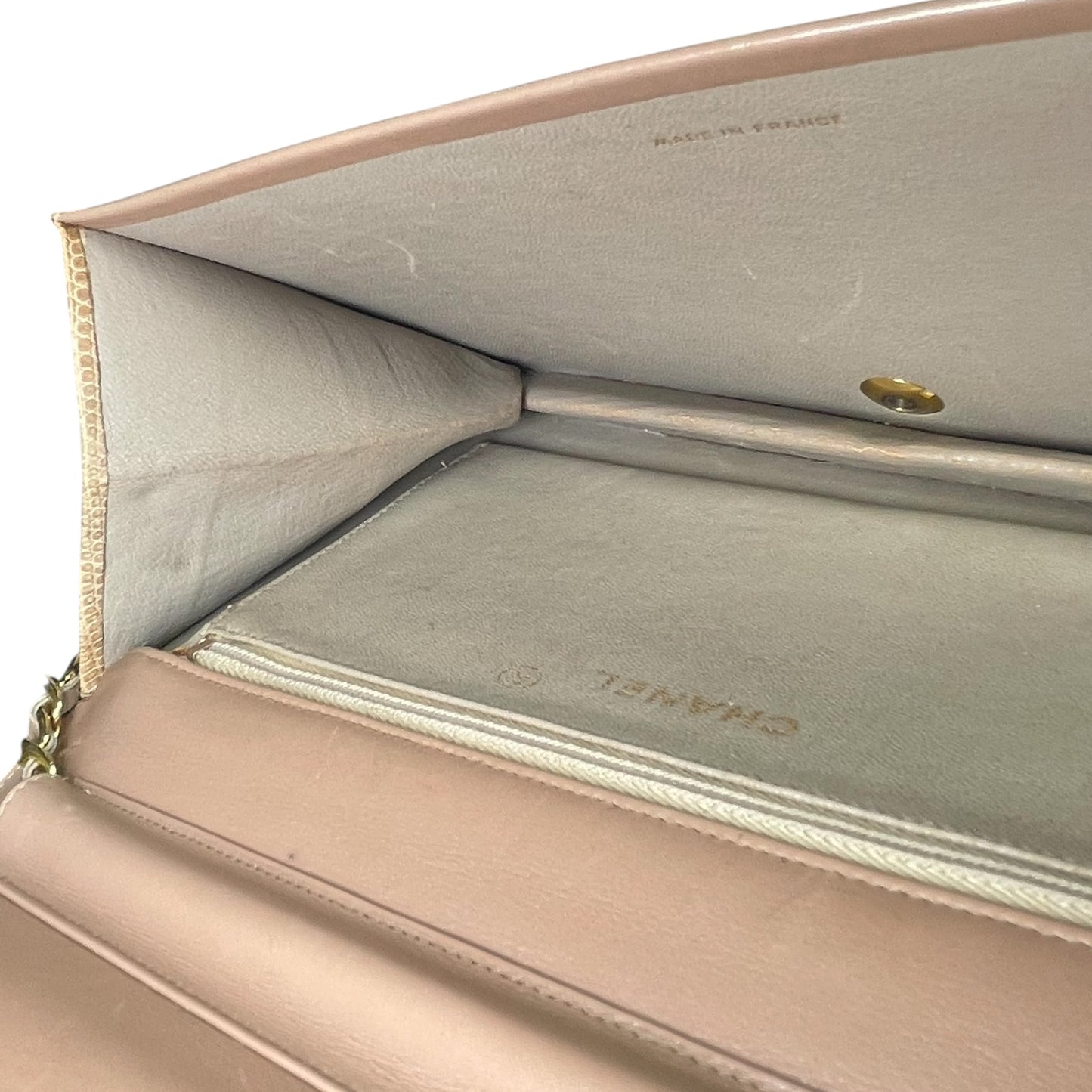 Chanel CC Exotic Lizard Single Flap 24K Plated Lambskin Push Lock Purse