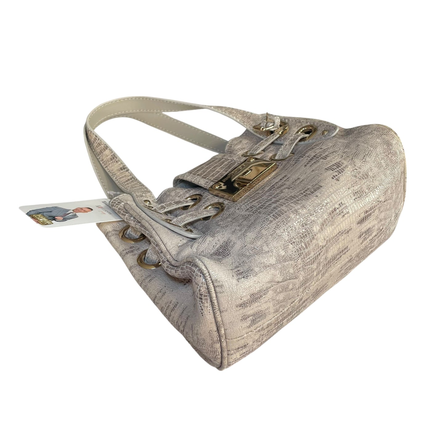 Jimmy Choo Ramona Lizard Embossed Leather Bag Creme / Gold HW Shoulder Purse