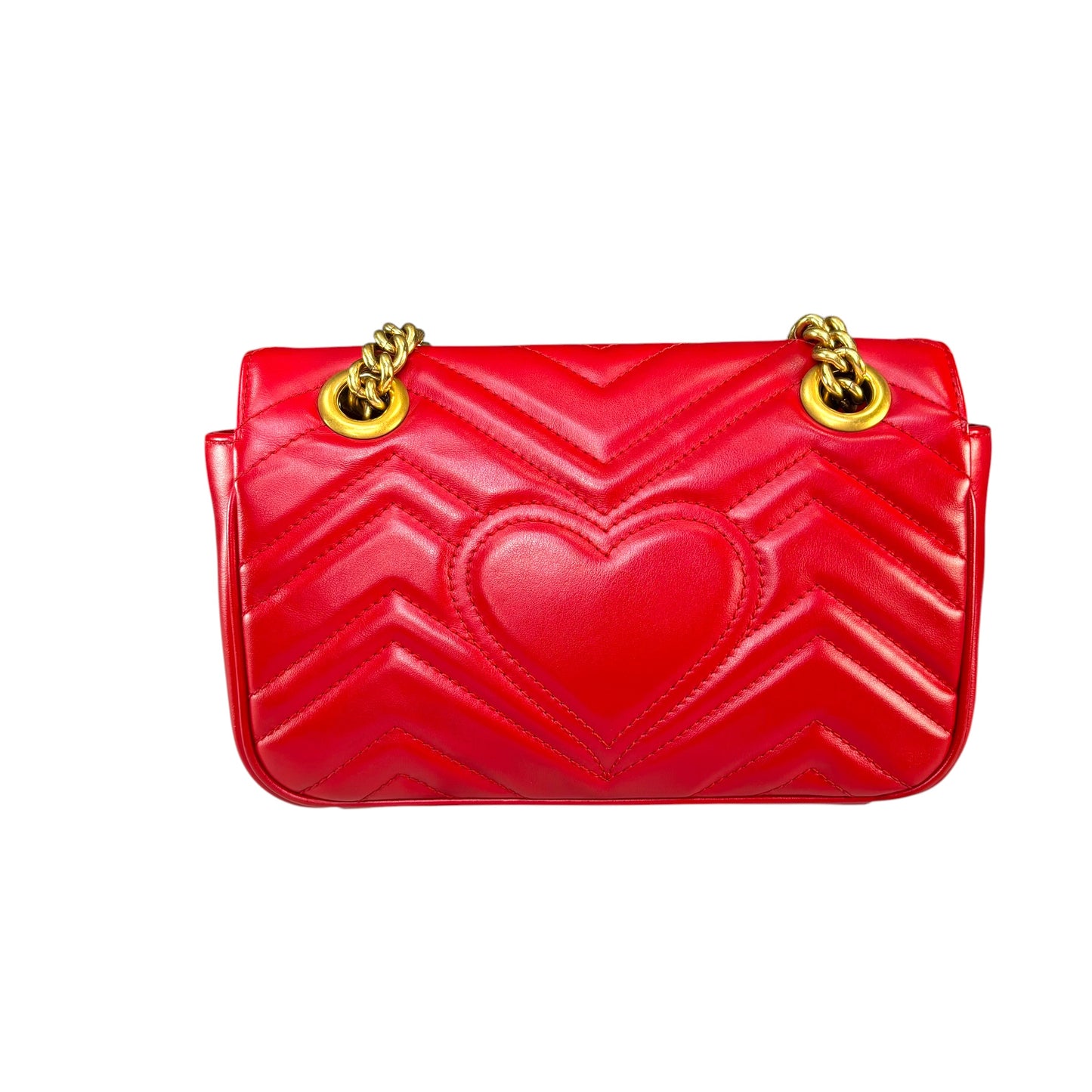 Gucci GG Marmont Red Leather Quilted Crossbody Shoulder Purse