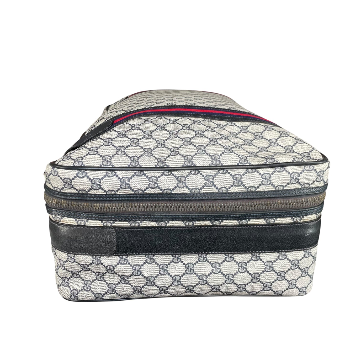 Gucci GG Supreme Navy Canvas Leather Medium Luggage Travel Case