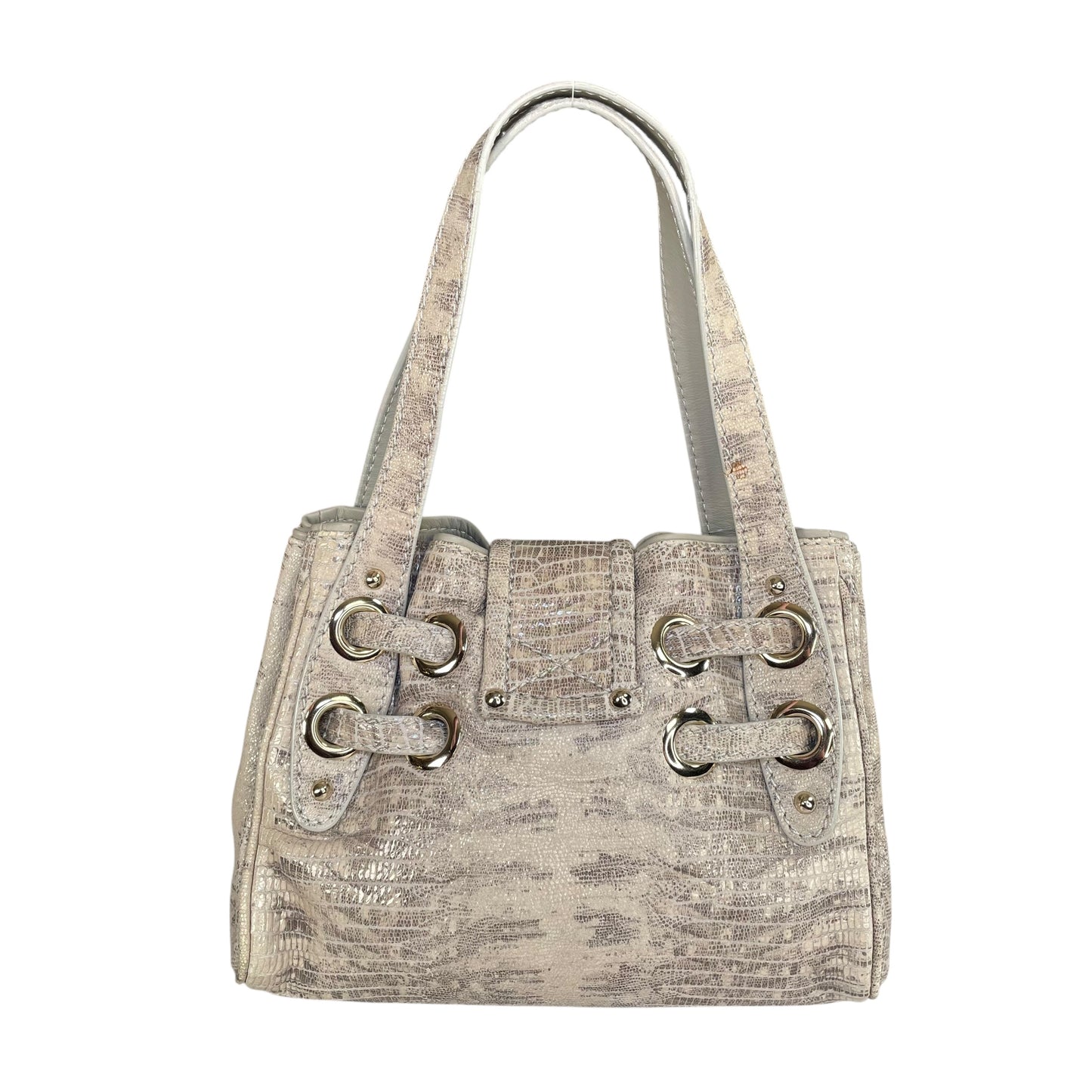 Jimmy Choo Ramona Lizard Embossed Leather Bag Creme / Gold HW Shoulder Purse
