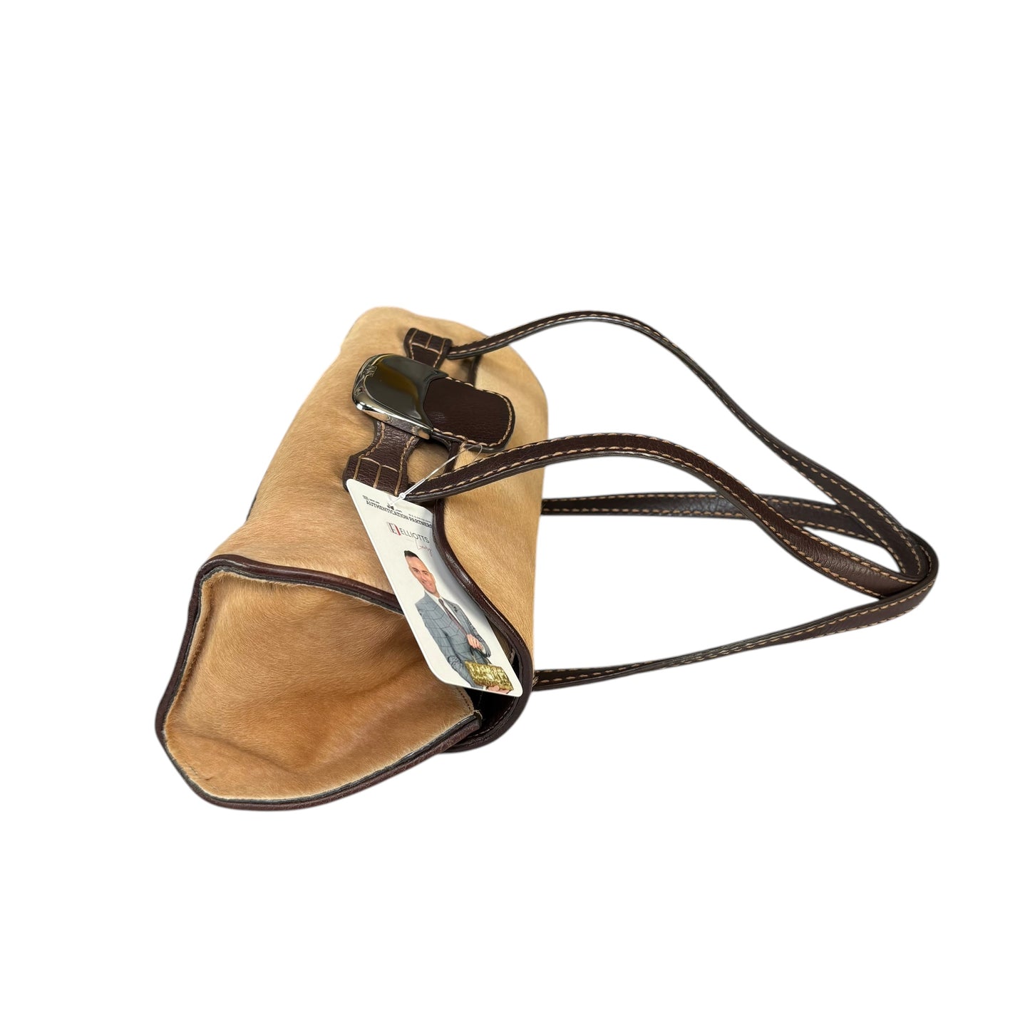 Tod’s Fawn Hair Calf Pony Brown Leather Baguette Shoulder Purse