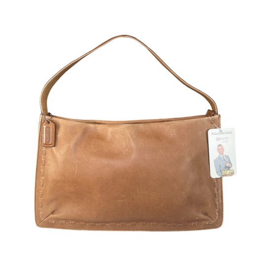 Coach Whitney Brown Distressed Leather 9467 Zip Stitch Trim Y2K Shoulder Bag