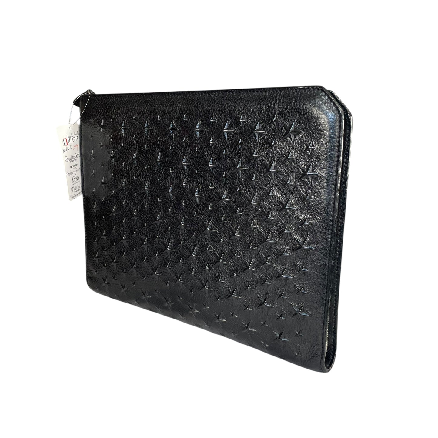 Jimmy Choo Derek XL Black Stars-All-Over Embossed Leather Portfolio iPad Sleeve