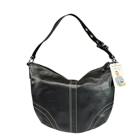 Coach SoHo Large Black Leather SHW Croissant Shoulder Hobo Purse