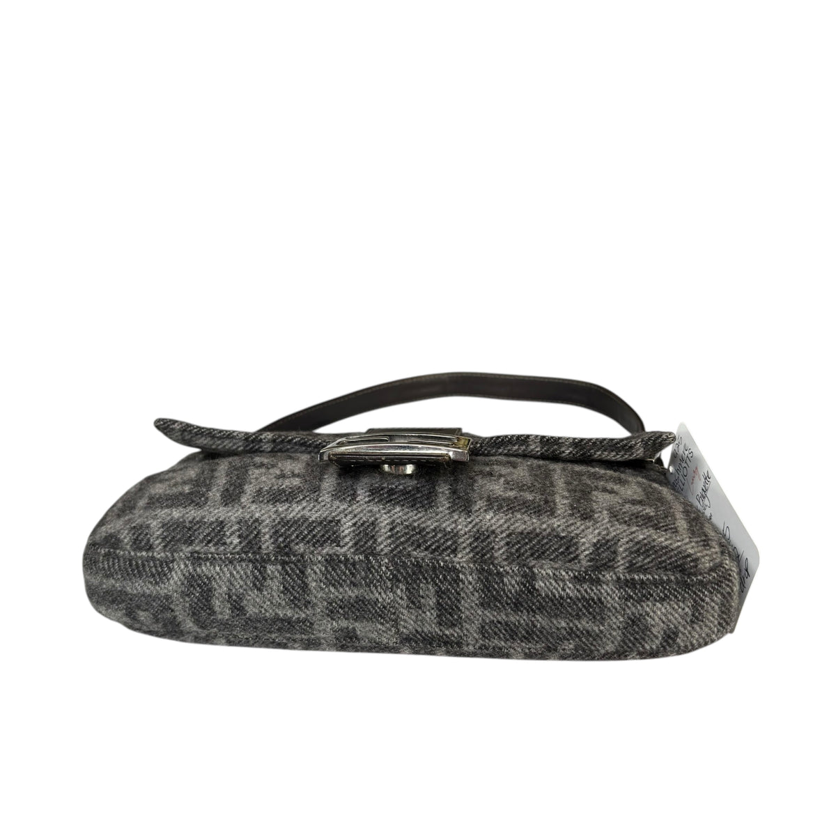 Fendi Y2K Classic Baguette Zucca Cashmere Grey & Black Shoulder Purse
