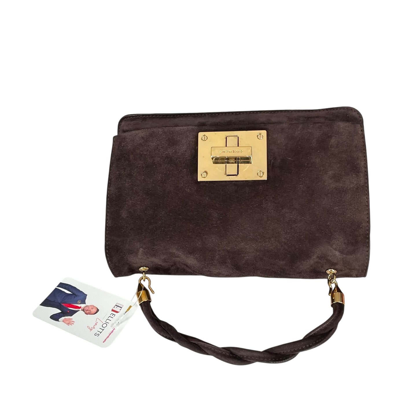 Givenchy Turn-Lock 4G Brown Suede GHW Woven Strap Clutch Handbag