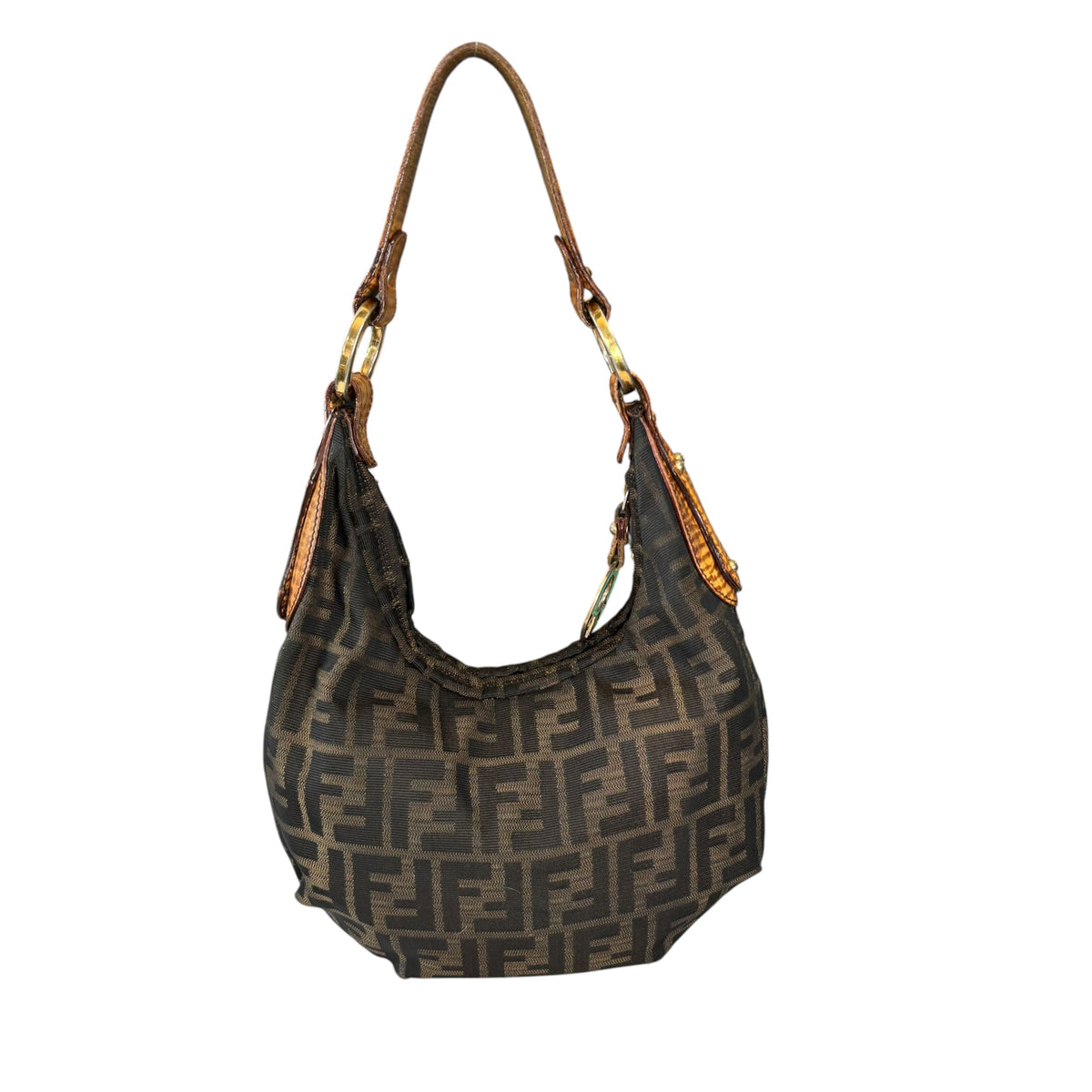 Fendi Y2K Zucca Embossed Lizard Chef Shoulder Purse