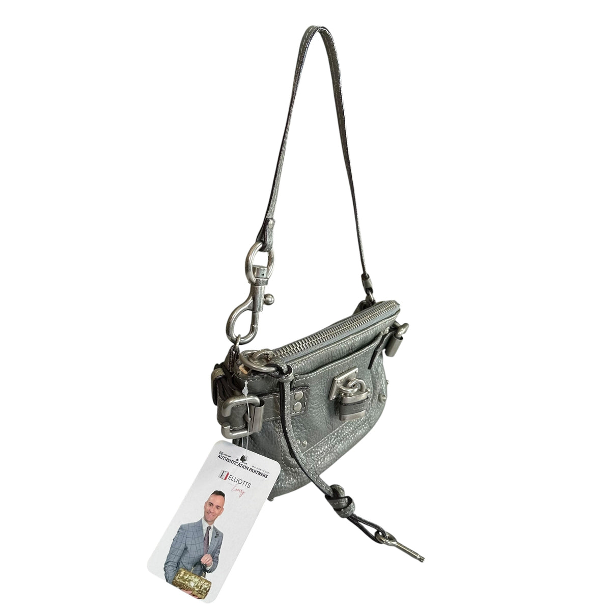 Chloe Paddington Grey Mini Leather Pouchette  SHW