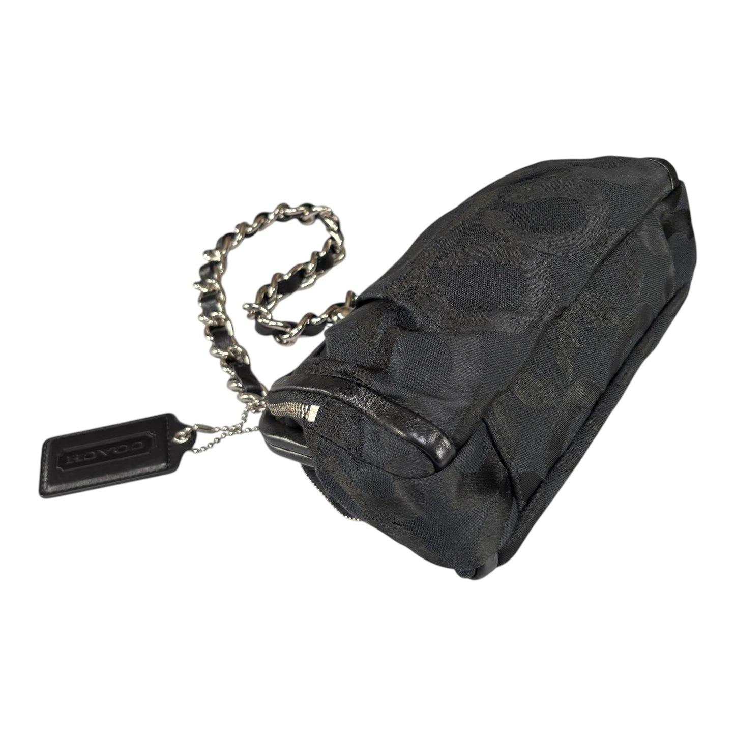 Coach Y2K Opti C Canvas Leather Kiss-Lock Black SHW Chain Shoulder Purse (Copy)