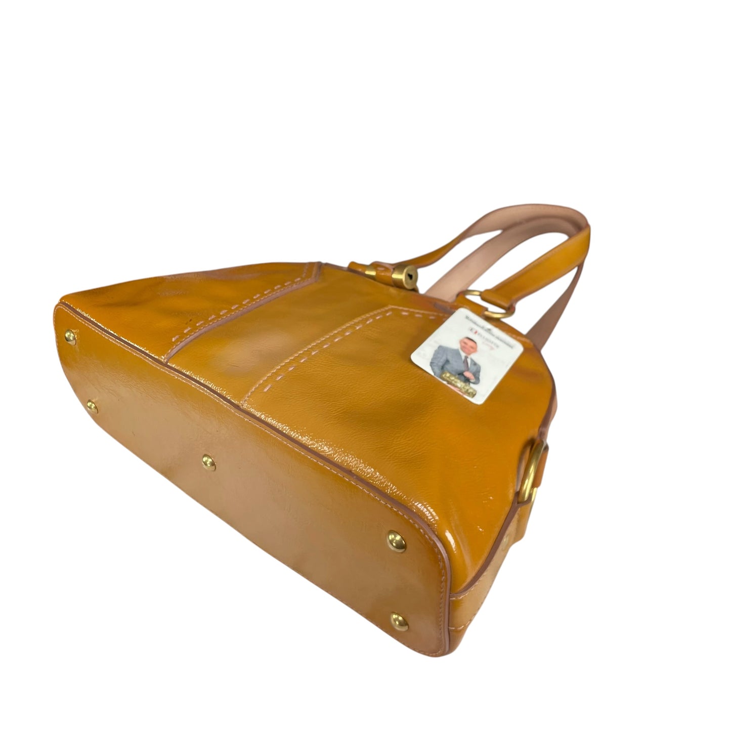 YSL Saint Laurent Mustard Hombre Patent Leather Muse GHW Tote