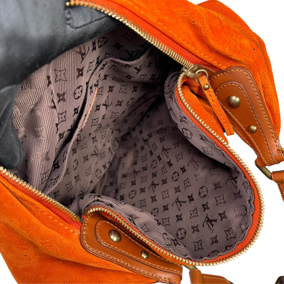 Louis Vuitton Y2K Onata Orange Suede Mahina GM Leather Hobo Purse