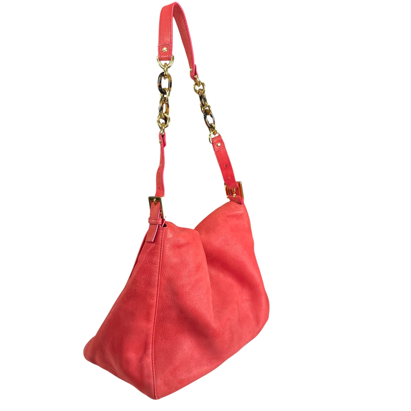 Fendi Baguette MAXI Grapefruit GHW Grapefruit Iridescent Leather Shoulder Purse