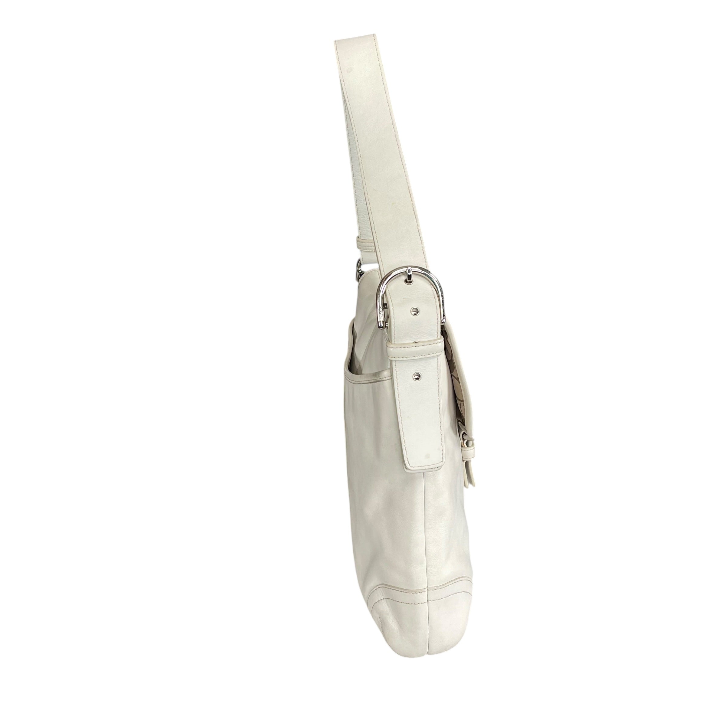 Coach Soho Legacy Leather Off White Buckle Crossbody Y2K 2-Way