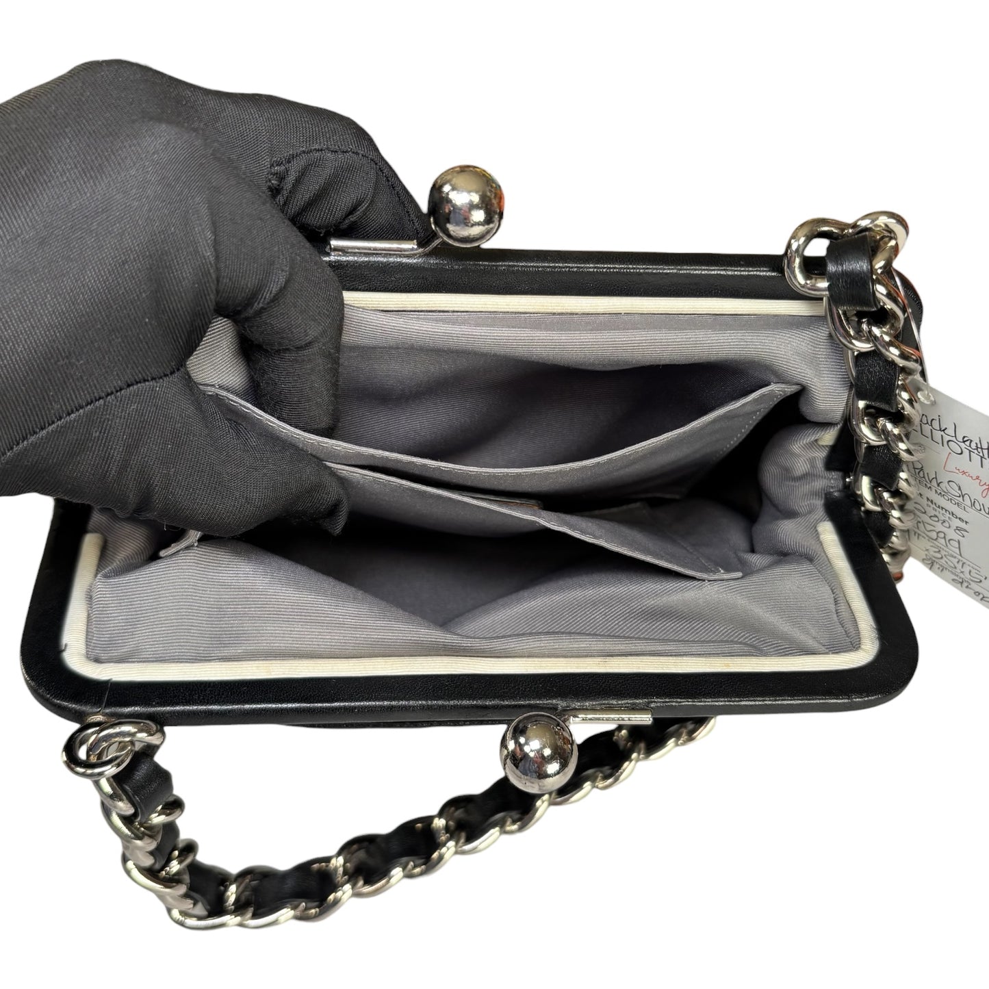 Coach Y2K Parker Black Leather SHW Kiss-Lock Shoulder Purse