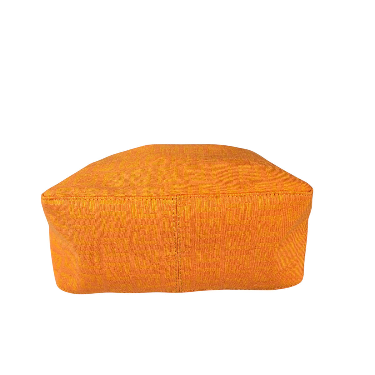 Fendi Y2K Mini Orange Brushed Nickel HW Canvas Zip Pouchette