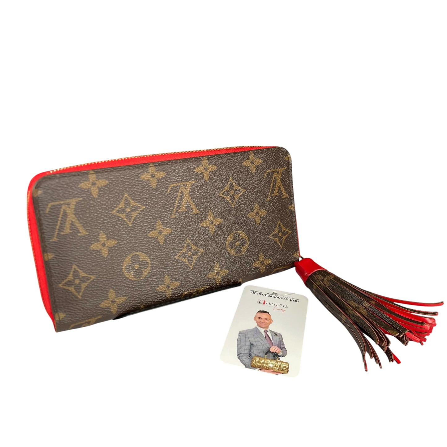 Louis Vuitton Pompon Zippy Tassel Wallet Monogram Canvas Red