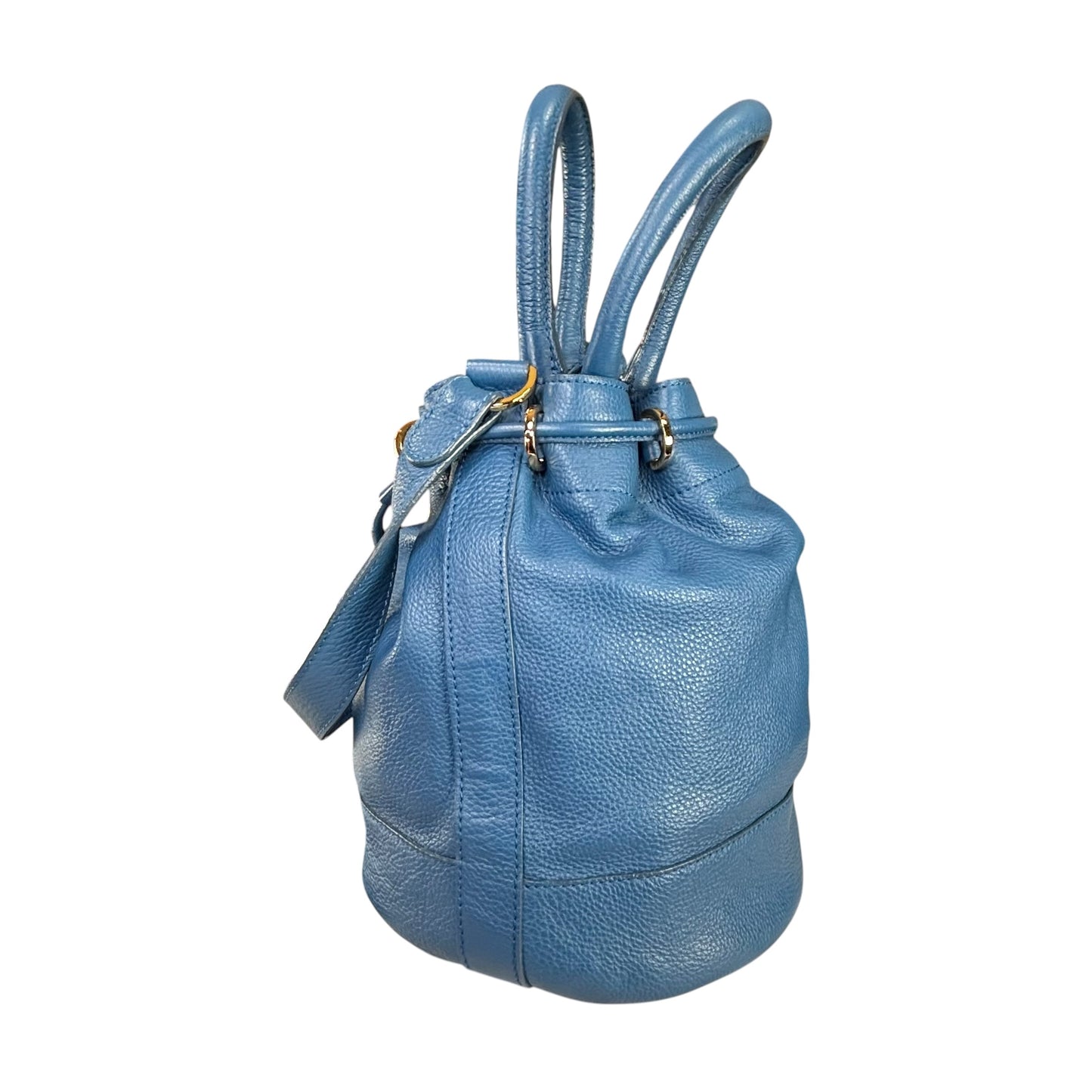 See By Chloe Blue 2-Way Leather GHW Drawstring Bucket Bag