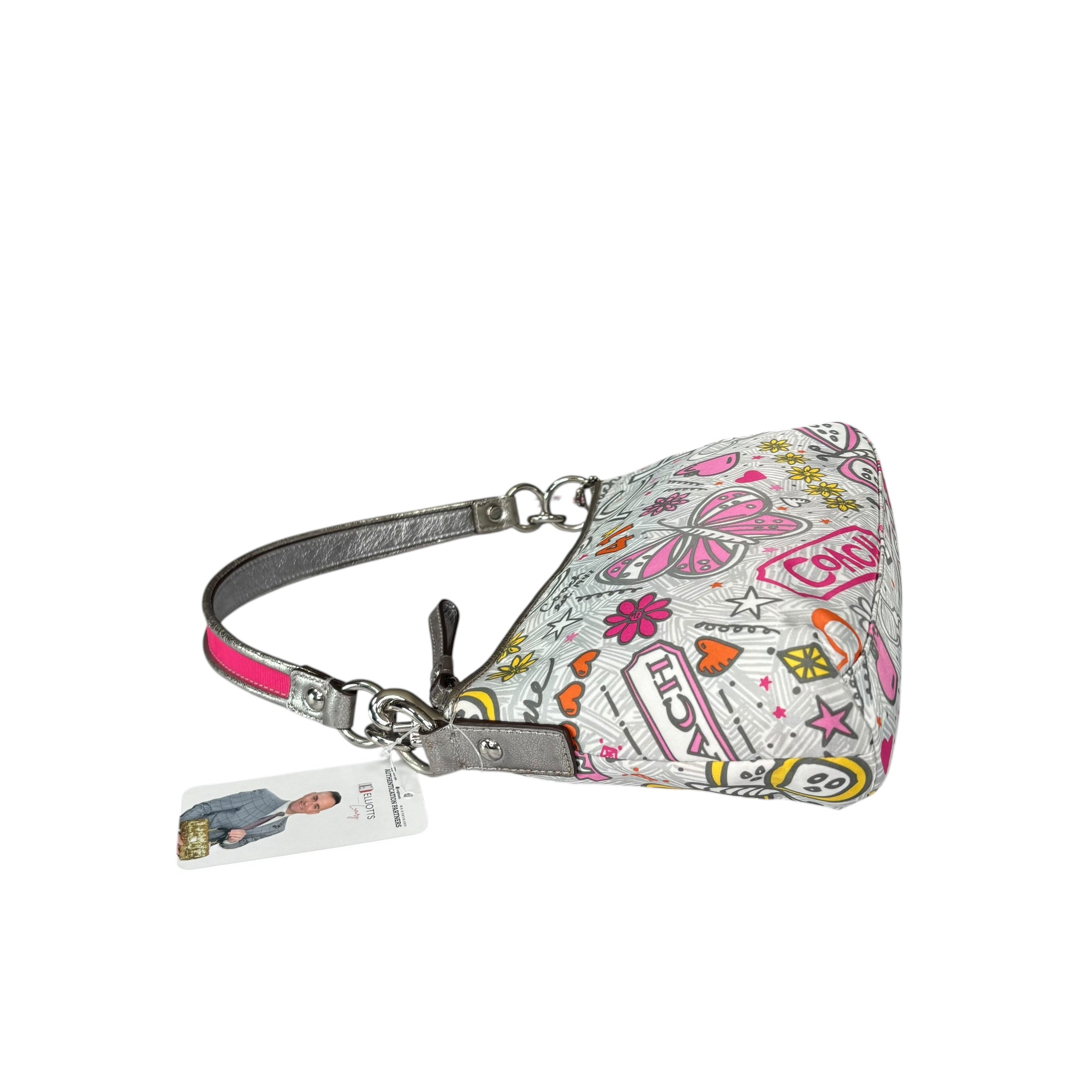 バッグ COACH Poppy 2Way Signature Bag y2k Coach Y2K Poppy Butterfly Floral Graffiti 2-Way Crossbody Purse