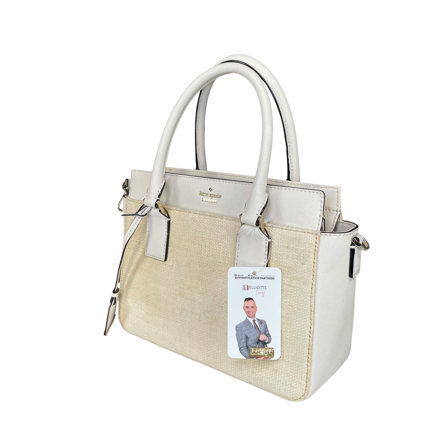 Kate Spade Cameron Street Candace Raffia Satchel GHW 2-Way Tote