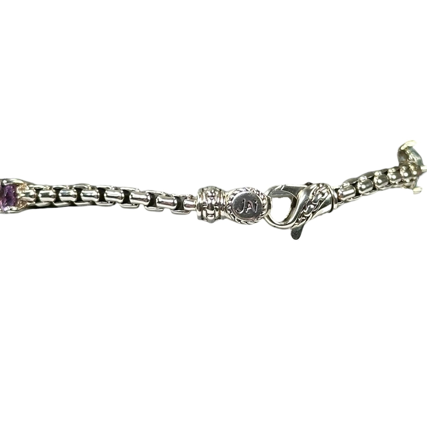 JAI by John Hardy Sterling Silver Multi-Gemstone Box Chain Bracelet 7”