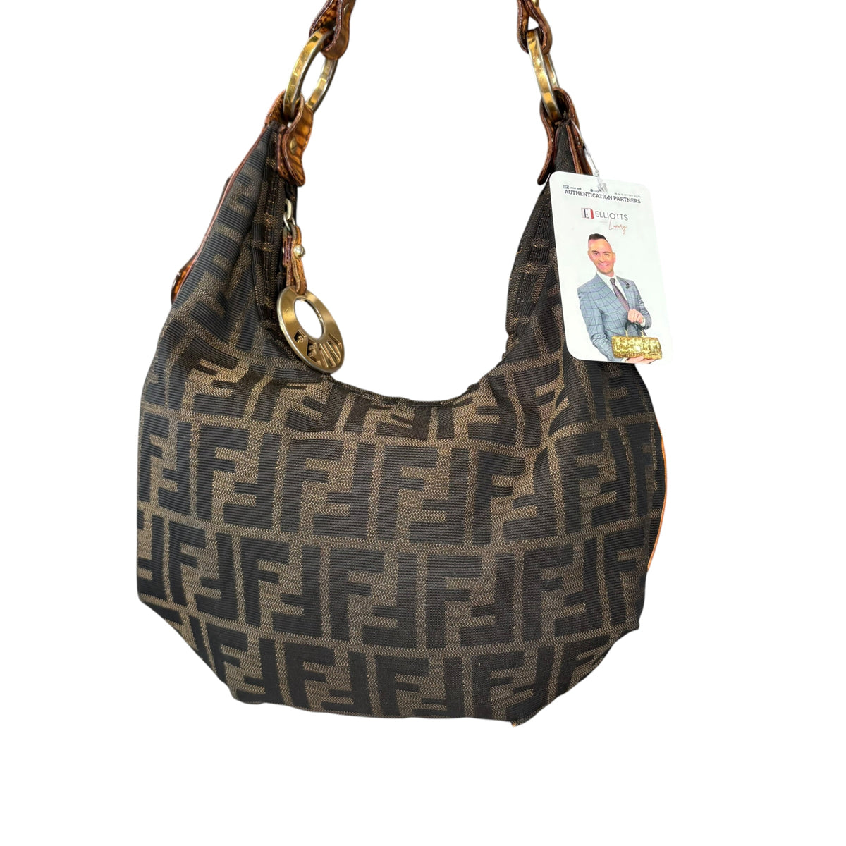 Fendi Y2K Zucca Embossed Lizard Chef Shoulder Purse