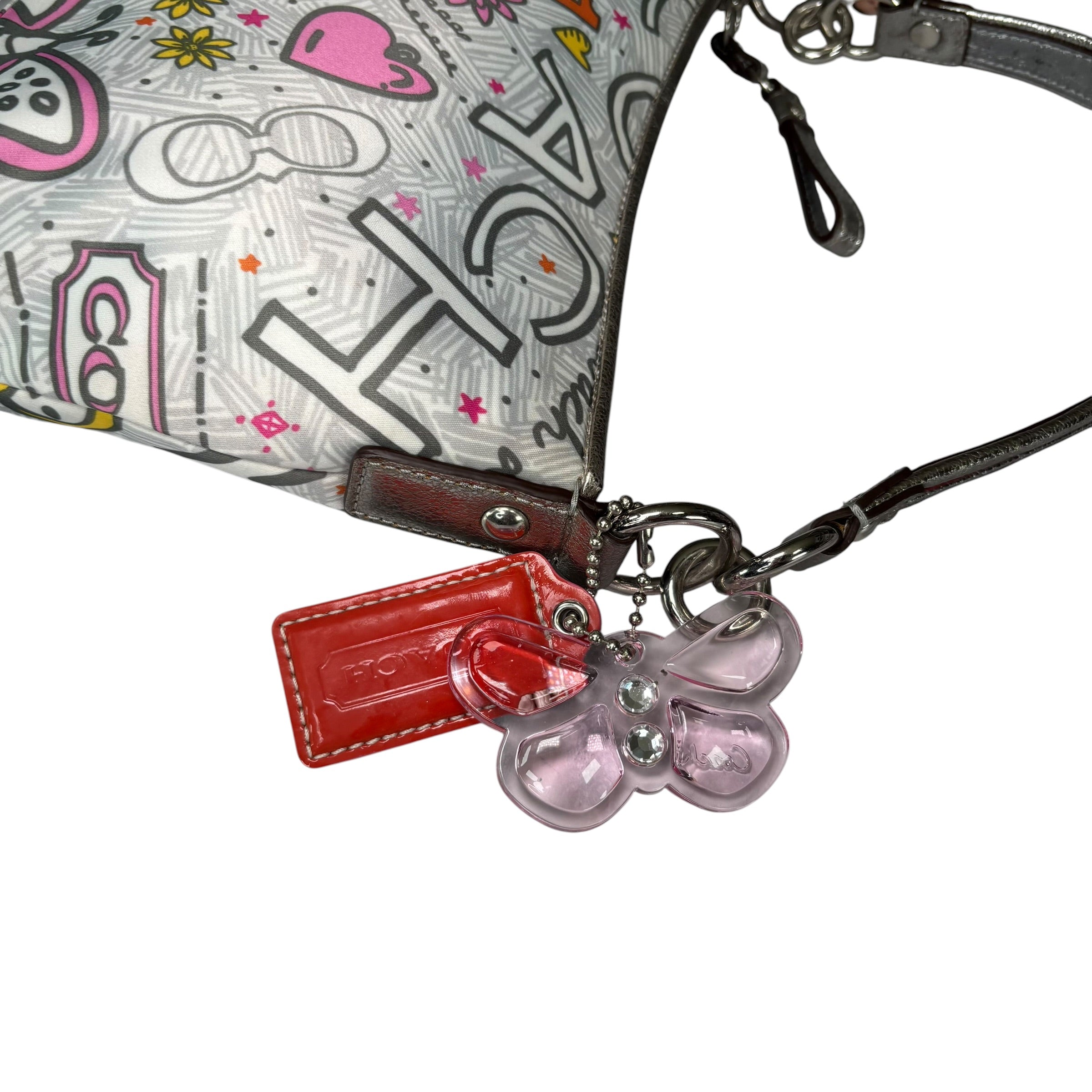 バッグ COACH Poppy Butterfly Y2K Shoulder Bag Coach Y2K Poppy Butterfly Floral Graffiti 2-Way Crossbody Purse