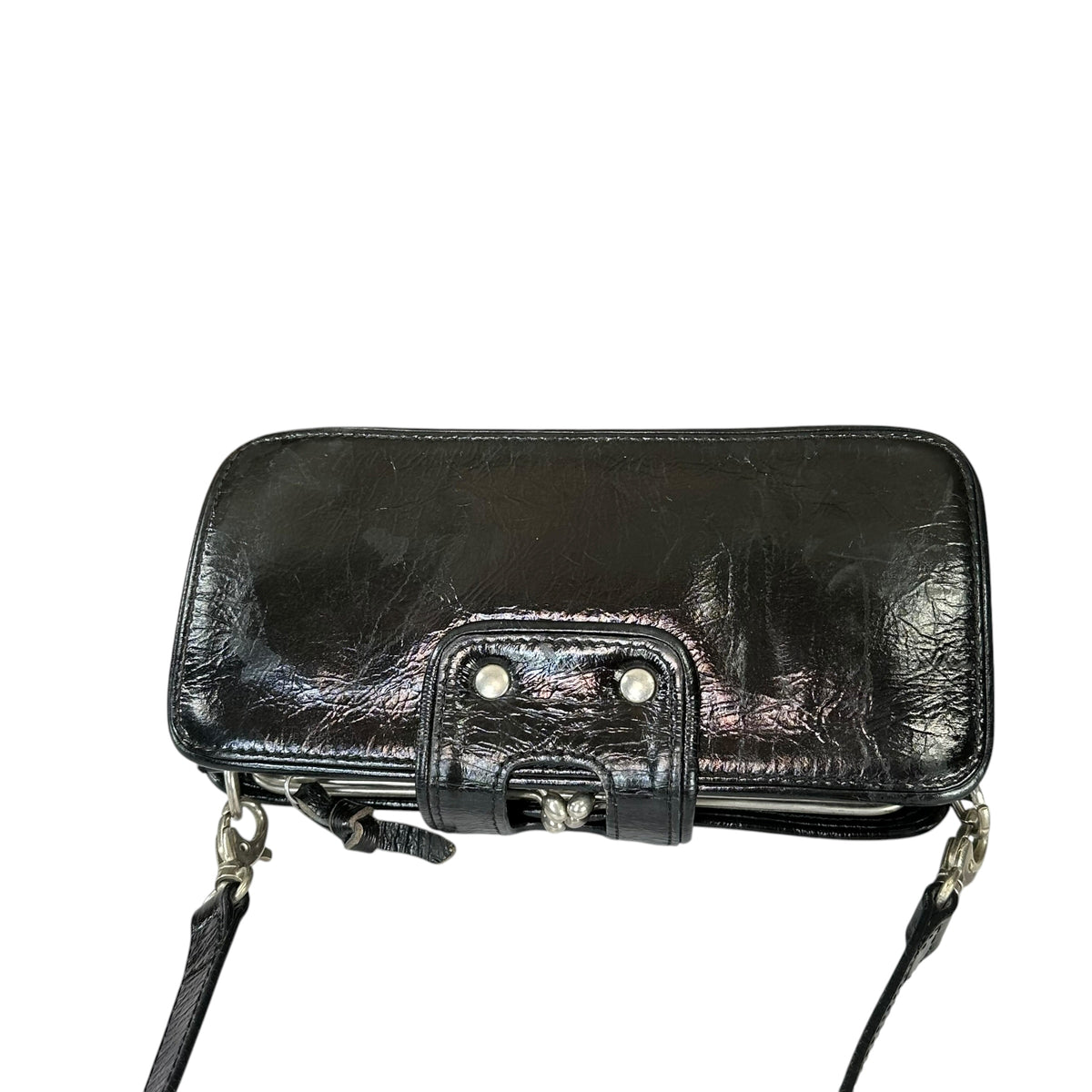 D & G Dolce Gabbana Mini Black Patent Baguette SHW Purse