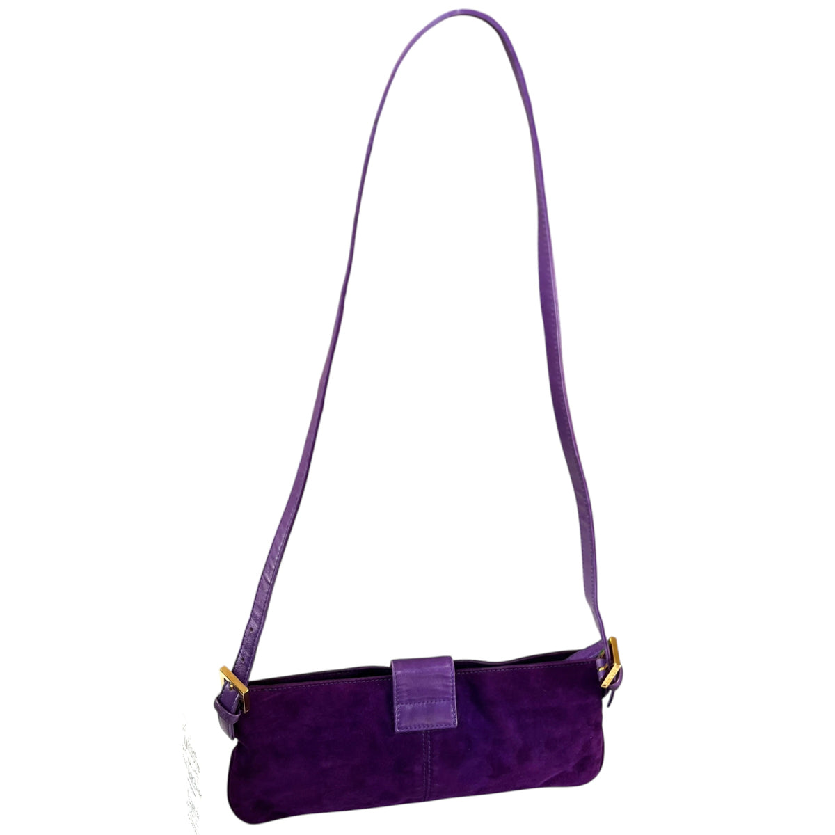 Fendi Y2K Baguette Slim Mama Purple Suede Shoulder Purse