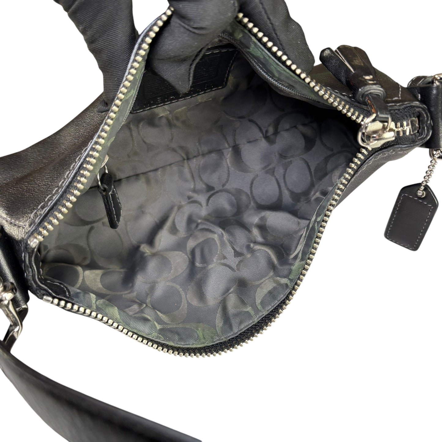 Coach Hamilton Baguette Black Leather SHW Shoulder Purse