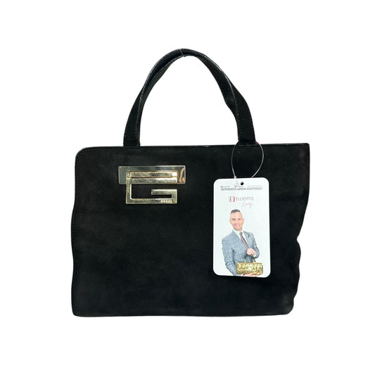 Gucci G Black Suede. Leather GHW Mini Tilt-Lock Top Purse