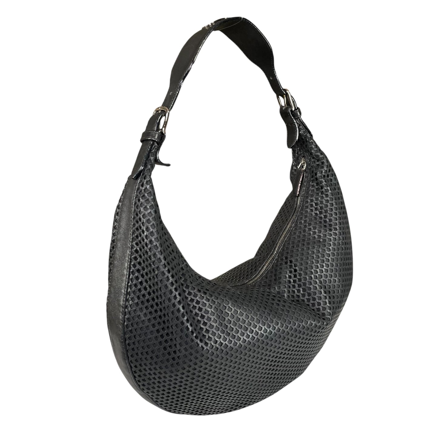 Christian Dior Y2K Perforated Leather Black CD Logo Shoulder Hobo bag Purse